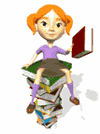 Girl on Book Stack