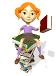 Girl on Book Stack